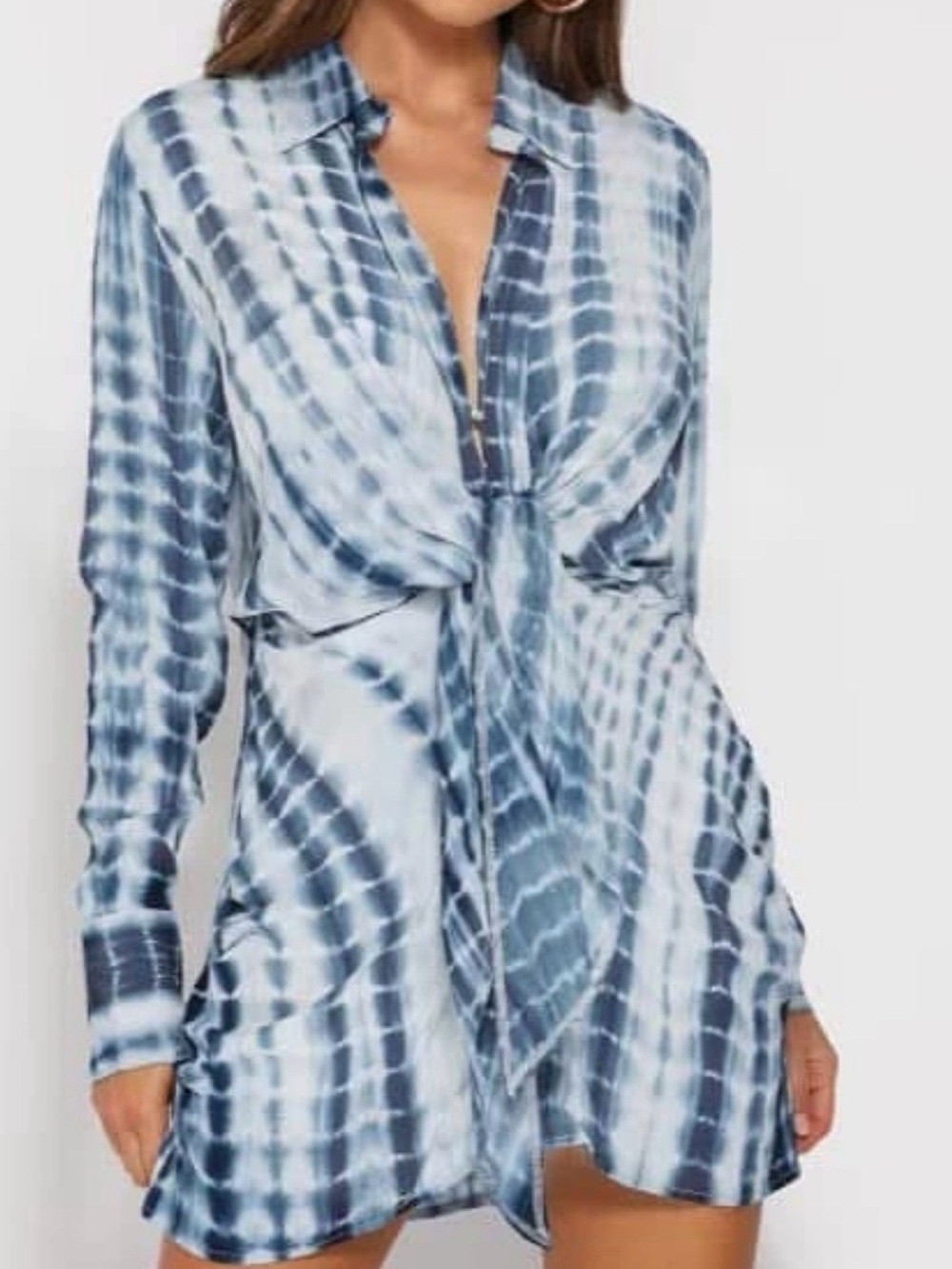 RUNAWAY THE LABEL TIE DYE TIE FRONT SHIRT DRESS